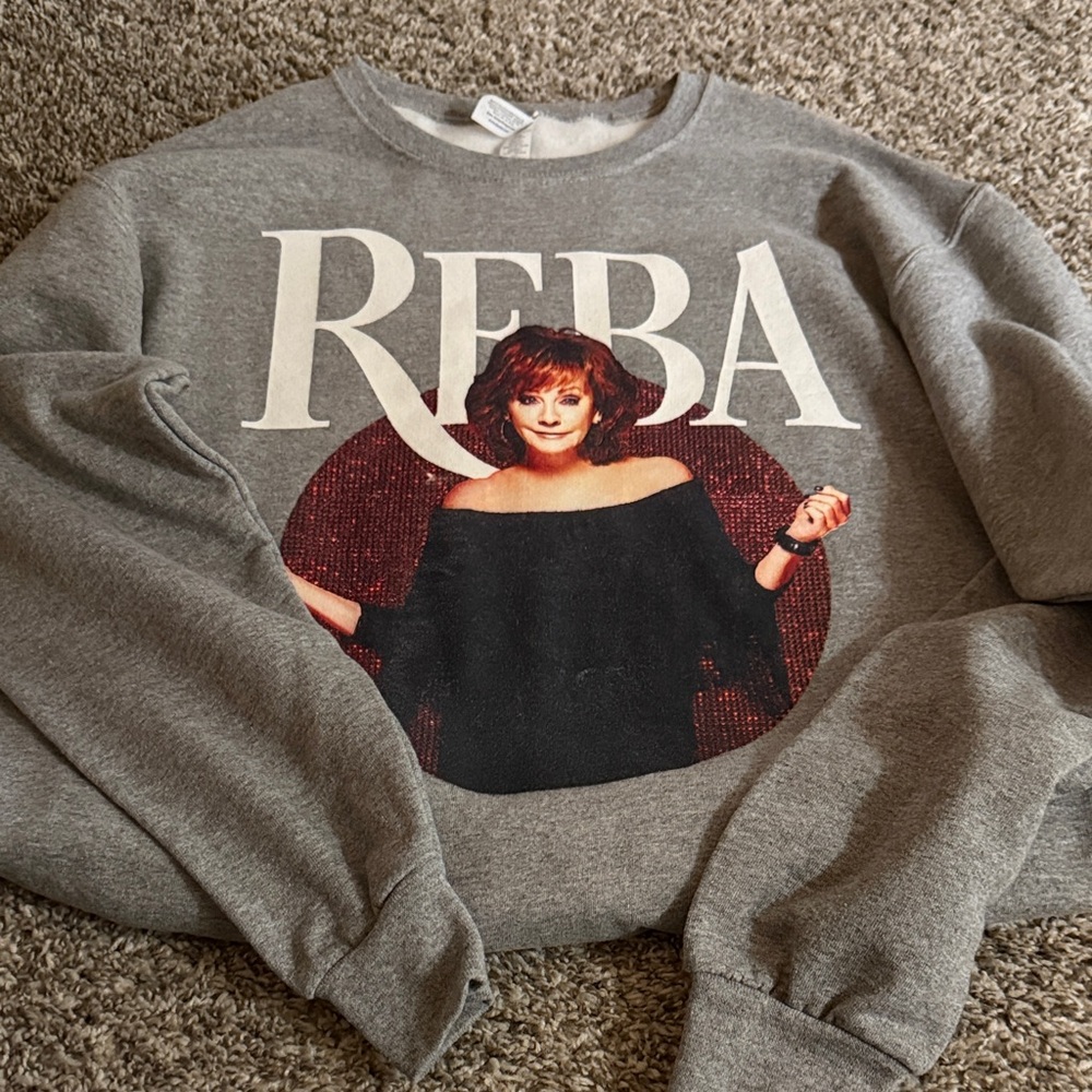 Jerzees Gray Reba Graphic Sweater